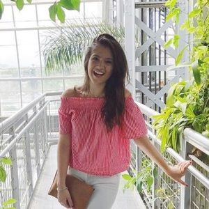 Ralph Lauren red and white off the shoulder top